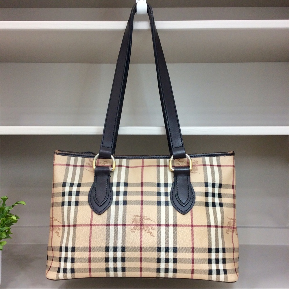 Authentic Burberry Haymarket Check Medium Regent Tote Shoulder Bag Handbag Purse